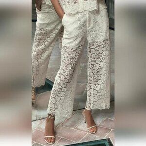 ZARA LACE DETAIL CROPPED PANTS